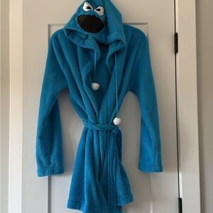 Sesame Street Cookie Monster Blue Character Hooded Kids Robe 7/8